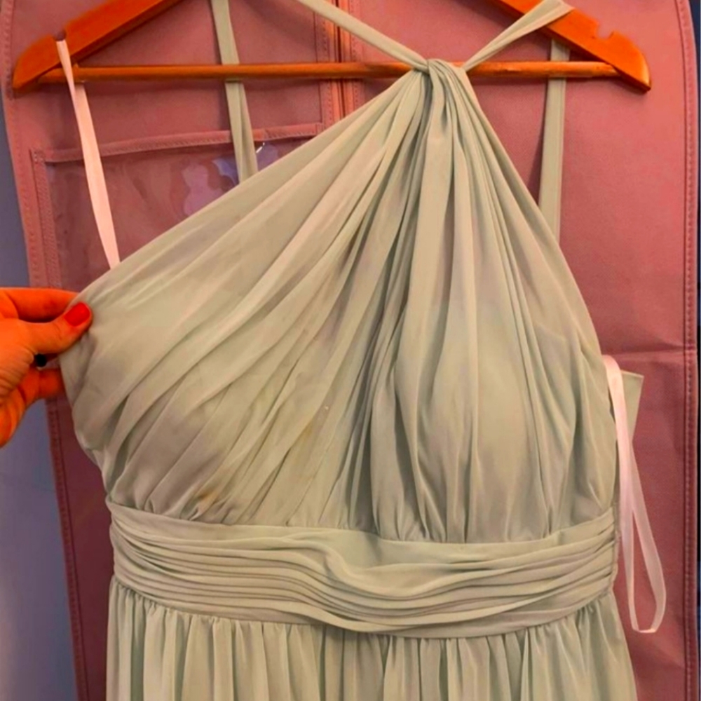 Long Mint Bridesmaid Gown